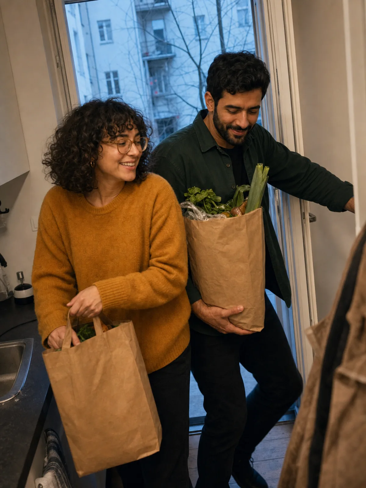 Freunde reichen Essen über den Tisch